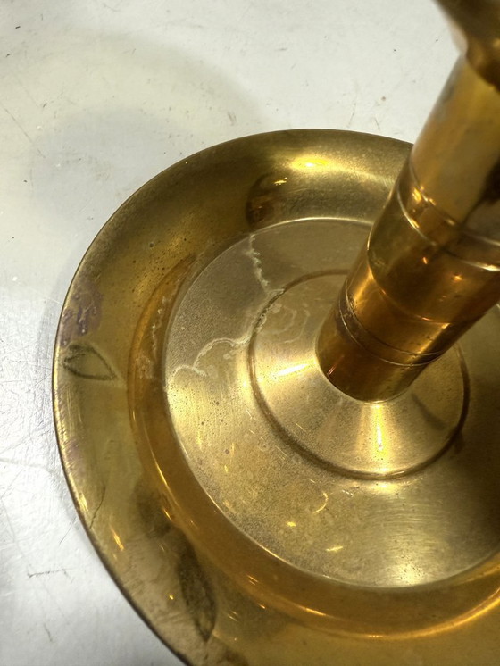 Image 1 of 2 x brass candlesticks by Peter Jensen Copenhagen Denmark 1960's