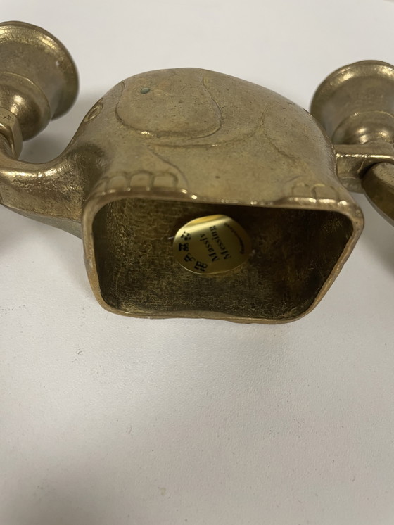 Image 1 of prachtige set 5 vintage messing olifantenkaarsenhouders, Duitsland door Haku in de jaren 60