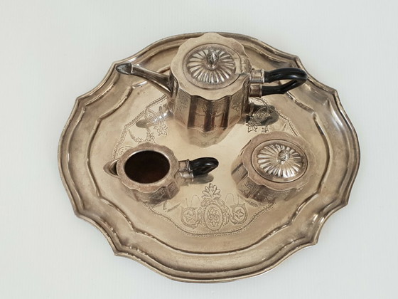 Image 1 of MAGNIFIQUE SERVICE A CAFE VINTAGE 1930 1940 EN METAL ARGENTE 30S 40S 1930 1940S 
