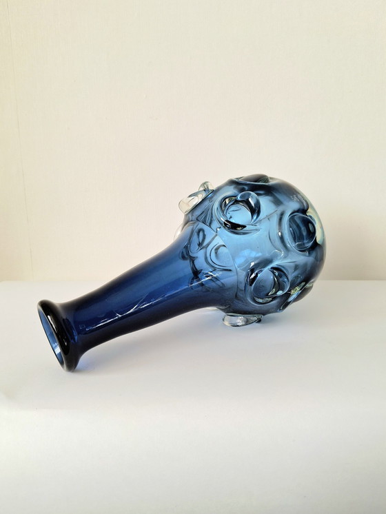 Image 1 of Jan Beránek - Heavy Vintage Glass Vase with Studs | Škrdlovice | 1960s Design