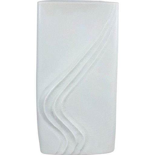 Grand vase vintage en porcelaine OP Art par Martin Freyer pour Rosenthal, Allemagne 1970