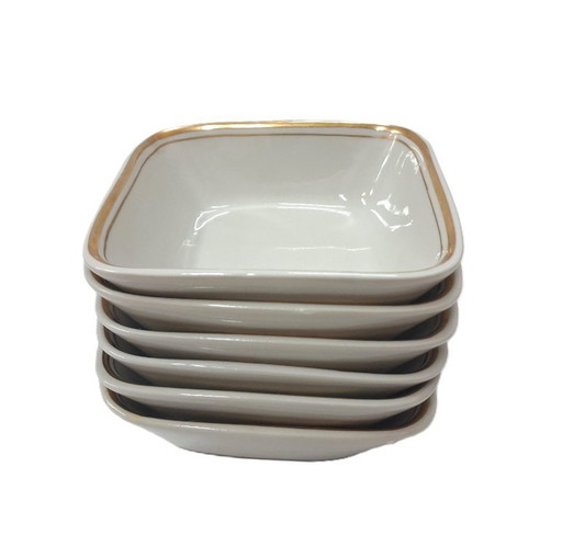 Vintage set of six square porcelain dessert bowls