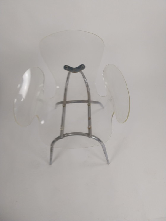 1x 1970s transparent perspex armchair with chrome base – Plexiglass (photo 6 of 7)