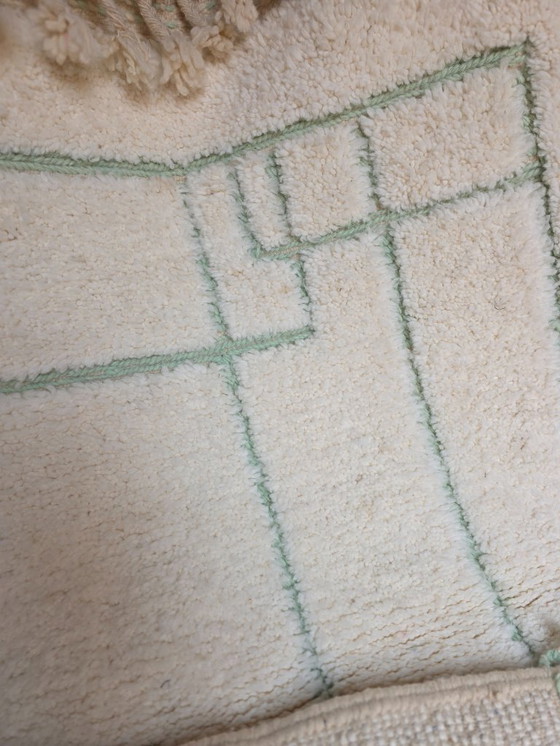 Image 1 of Small cream & mint Beni Ourain plush rug 157 x 104 cm