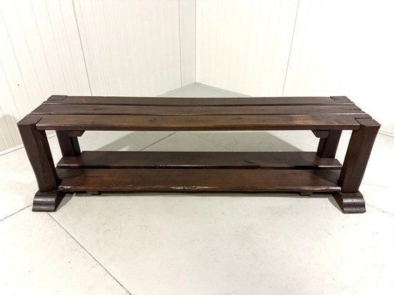 Image 1 of Large Brutalist Oak Bench/Wall Table 1900's