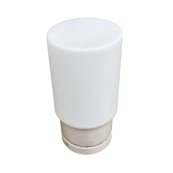 Image 1 of Industriële wandlamp, glazen cilinder, wit, 01B Elpor, Polen, jaren 1970