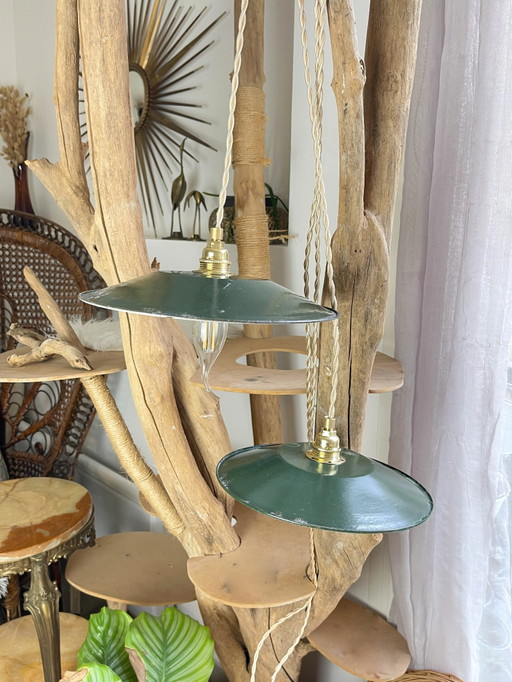 Lampada Portatile Vintage in Acciaio Smaltato Verde Personalizzabile