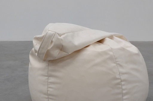 Grand pouf blanc vintage des années 70