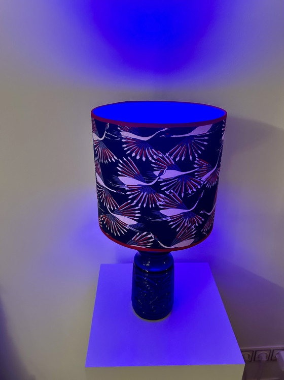 Image 1 of Medium-sized table lamp made of West German Pottery ceramic in vibrant cobalt blue.