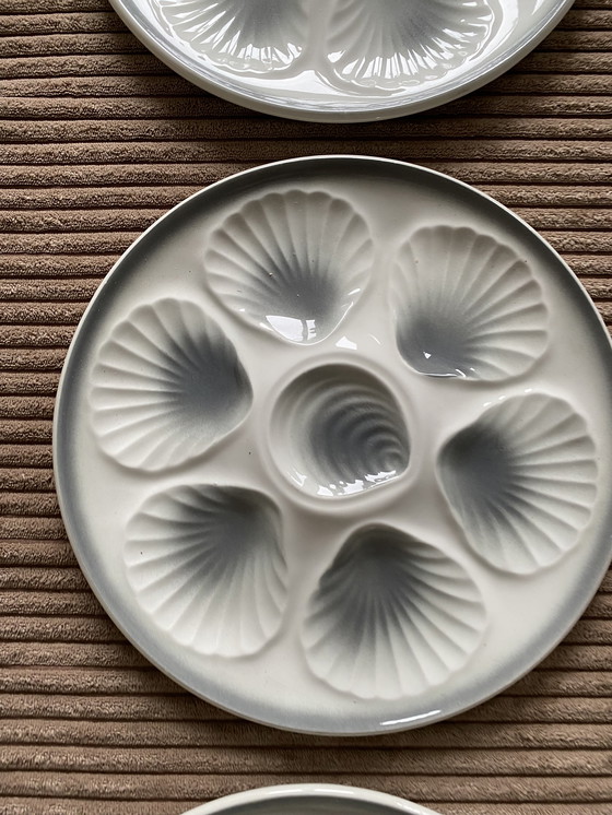 Image 1 of Six vintage French oyster plates