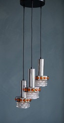 Lampada a sospensione a cascata gigante color arancione Space Age