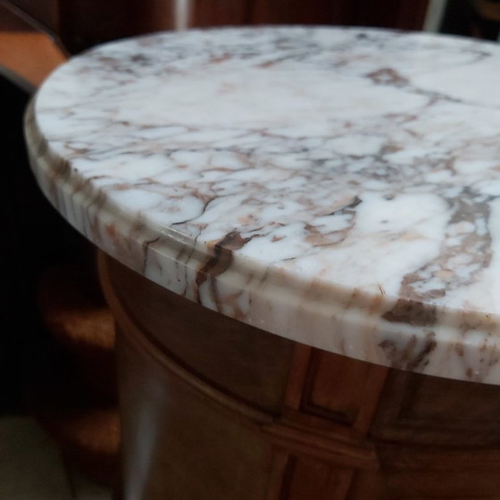 Image 1 of Antiker französischer Beistelltisch oder Nachttisch mit Intarsienarbeit, Frankreich