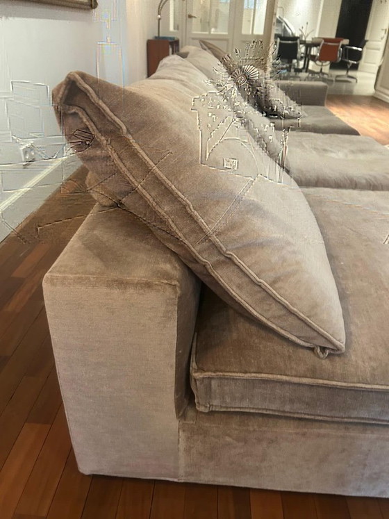 Taupe Samtsofa, Eric Kuster, Modulare Sofas, Stoff, Beige, Modern (Foto 2 von 8)