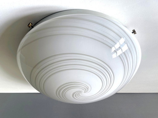 Murano art glass Swirled three-light large wall/ceiling lamp. Italy, 1980s.