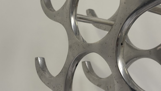Image 1 of Casier à vin en aluminium argenté, design Michael Noll, pour 15 bouteilles de vin