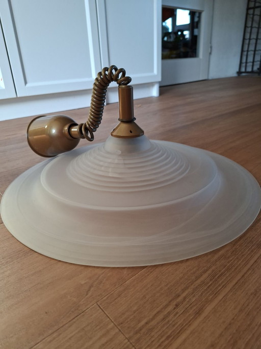 Vintage Amedi UFO hanglamp – Space Age – wit glas Ø 44 cm