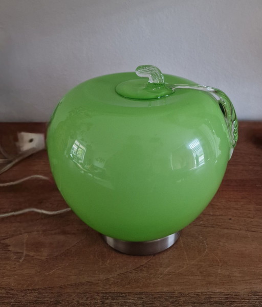 Vintage Prisma Leuchten Glas Apfellampe Grün