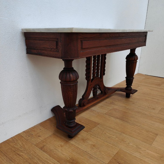 Image 1 of Antique French side table, hall table, side table with marble top