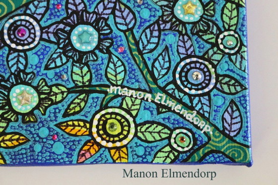 Image 1 of Handgemaltes Gemälde „Nachttier“, neu, 15 x 10 cm