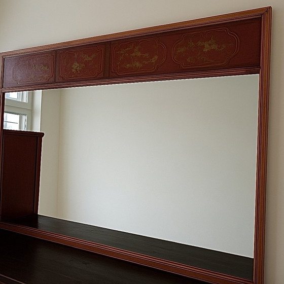 Image 1 of Large Antique Chinese Mirror with Wooden Frame
