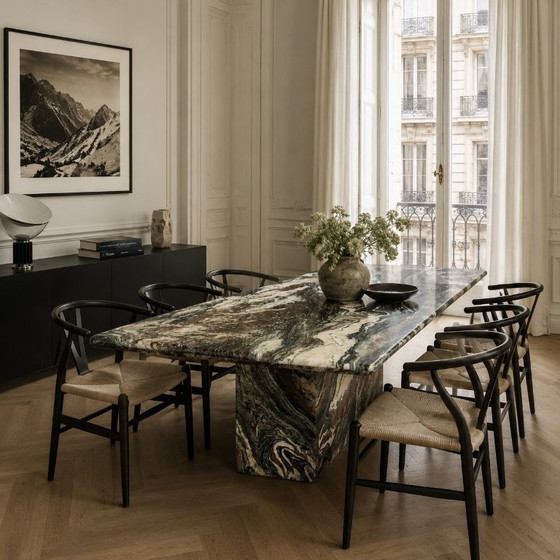 Image 1 of Large Cipollino Ondulato Marble Dining Table Italian Design