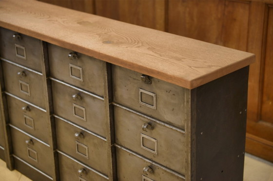 Image 1 of Strafor 6-column filing cabinet with oak top, 1950s