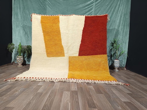 Marokkaans wollen tapijt – Uniek ontwerp & handgemaakt 200cmx200cm