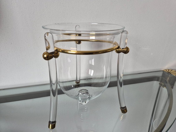 Image 1 of Portacandele vintage in stile Hollywood Regency, realizzato in Lucite/vetro.