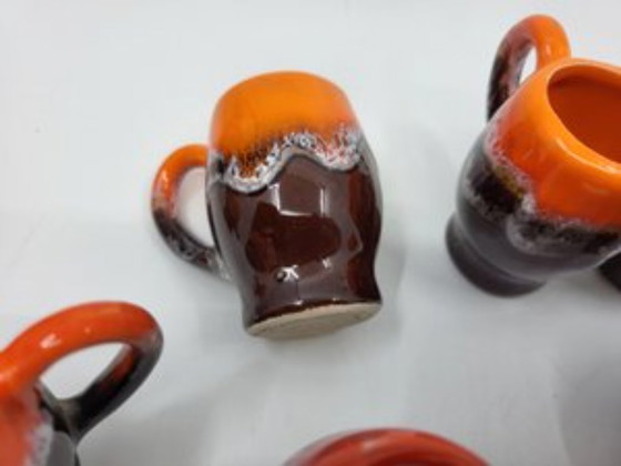 Image 1 of Vallauris keramiek koffieservies Frankrijk Côte-d'Azur 1960 vintage Set van 9