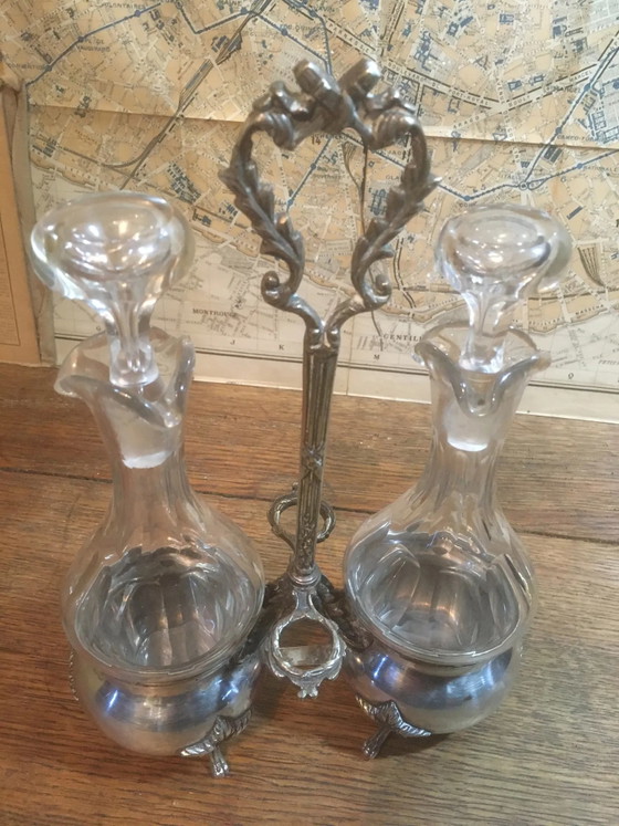 Set olio e aceto in argento e cristallo – Accessori da tavola, Crystal, Silver, Vintage (photo 5 of 11)