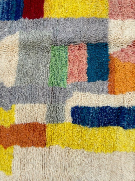 Image 1 of Ecru Berber carpet with colored patterns 250cmx150cm