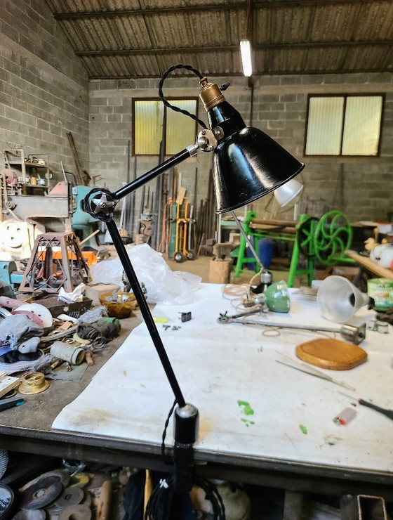 Image 1 of Fully restored black Mazda 1930-40 architect lamp