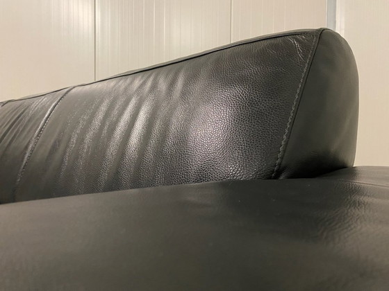 Image 1 of Divano angolare in vera pelle nero antracite – Seduta comfort premium – Design di lusso durevole – Consegna gratuita