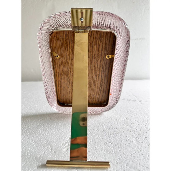 Image 1 of Ametista „Torchon“ Bilderrahmen aus Muranoglas und unbehandeltem Messing im Stil der Mid-Century-Moderne.