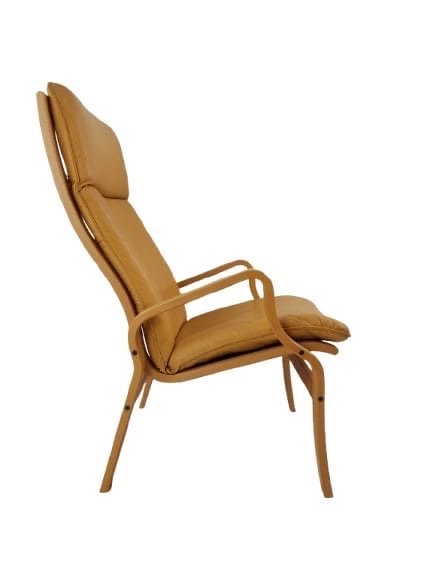 Fauteuil Vintage Ostergard Cuir Jaune Moutarde