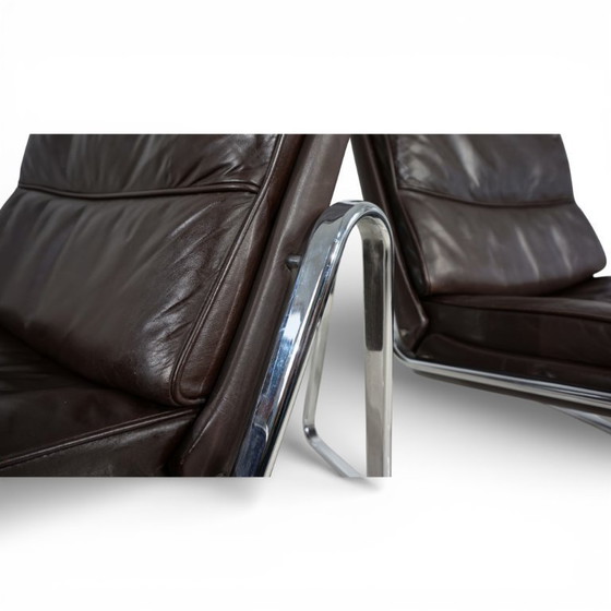 Image 1 of Set di 2 poltrone Drabert in pelle marrone di Gerd Lange, 1970