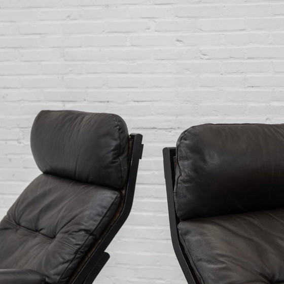 Image 1 of Sillón de cuero estilo escandinavo de los años 70