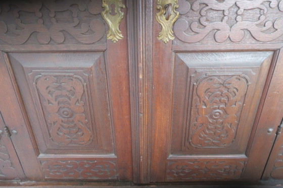Image 1 of Antique Carved Oak Farmhouse Wardrobe, 1780
