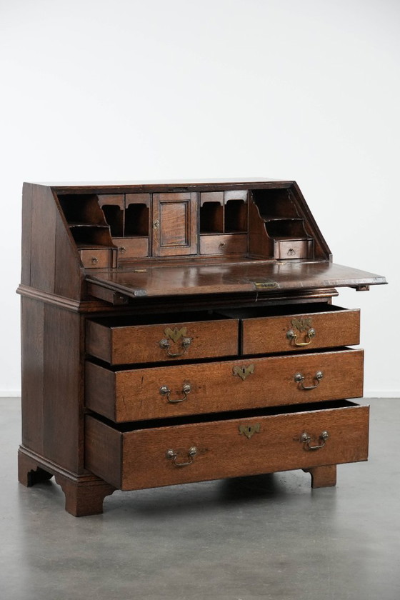 Image 1 of Commode/bureau/commode anglaise ancienne en chêne du XVIIIe siècle