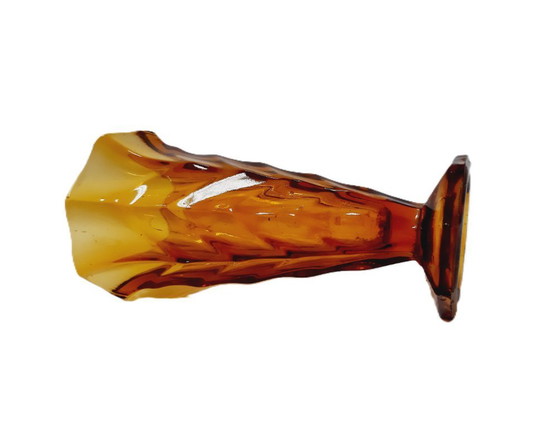 Image 1 of Jarrón octogonal de cristal ámbar estilo art déco