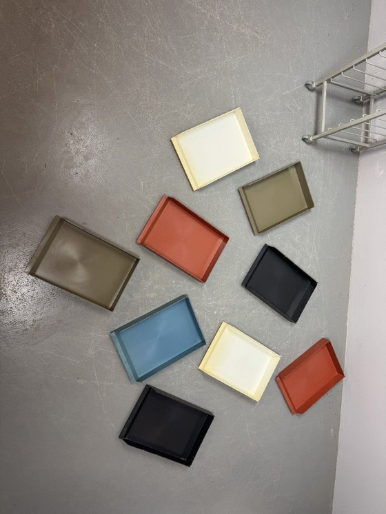 Image 1 of Mid-Century Industrial Gispen Modular Office Trolly with 9 Colorful Pull-Out Bins, The Netherlands 1960s-1970s.