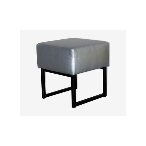 Vintage low modernist square stool