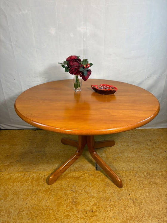 Image 1 of Mid Century Retro Teak Round Dining Table Danish, Circa 1960  A stylish mid century modern round teak dining table, Danish made 