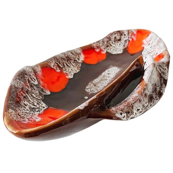 Image 1 of Vintage mid-century Vallauris keramiek fruitschaal oranje bruin 1960's