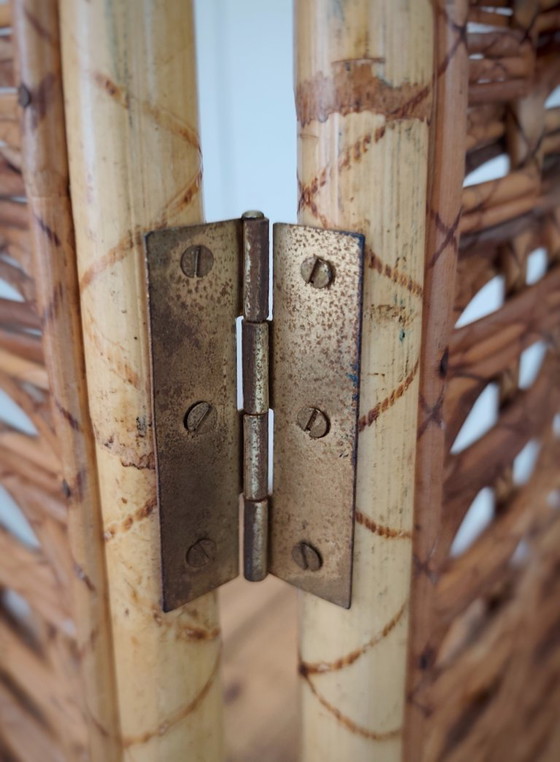 Image 1 of Italian screen in rattan and bamboo from the 60s