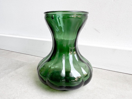 1x Vintage Green Glass "Garlic" Hyacinth Vase by Royal Leerdam (photo 4 of 5)