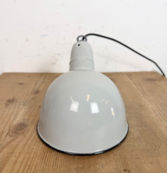 Image 1 of Industrial Grey Enamel Factory Pendant Lamp, 1960s