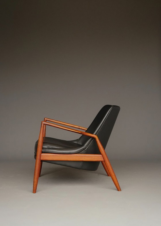 Image 1 of Poltrona modello 'Seal' di Ib Kofod-Larsen in pelle e teak per OPE, Svezia, anni '60