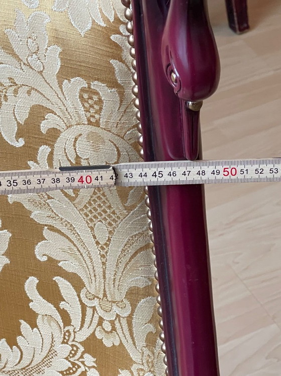 Set di 12 Sedie da Pranzo Stile Impero – Intagli a Collo di Cigno – Textile, Wood (photo 6 of 12)