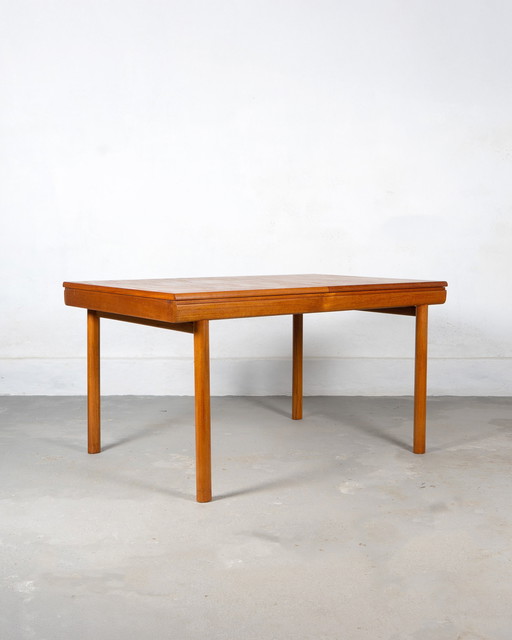 Mid-Century Dining Set by White and Newton Made of Teak and Blue Upholstery